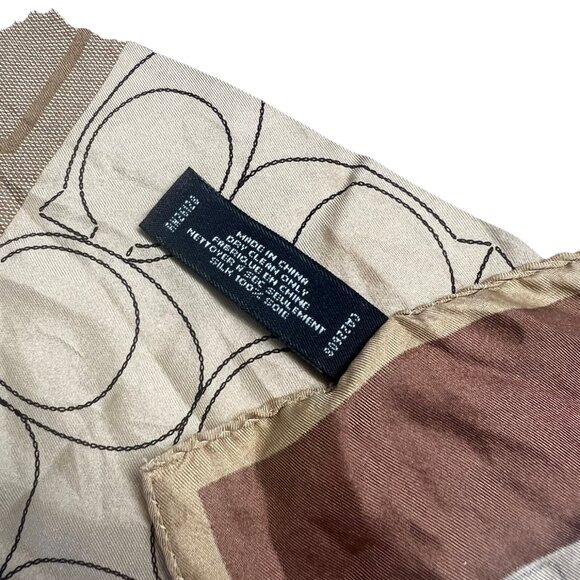 Vintage COACH Square Scarf Logo Brown Animal Print Leopard Snake 100% Silk RARE - Picture 6 of 8
